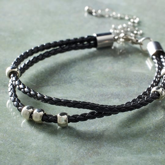 Black Faux Leather Bracelet by Bead Landing™